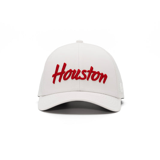Houston Script - Classic White Cougar Red