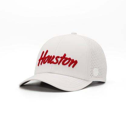 Houston Script - Classic White Cougar Red
