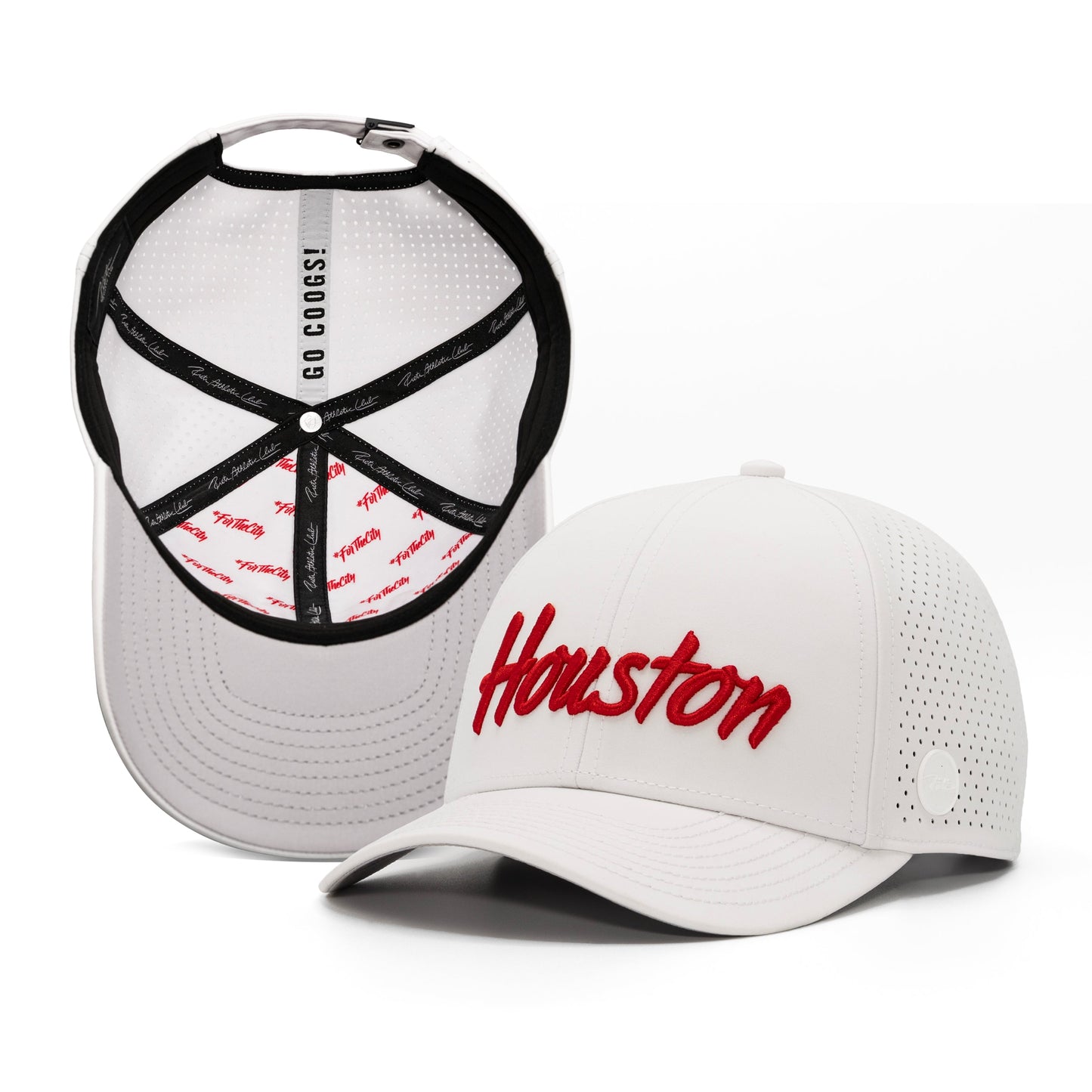 Houston Script - Classic White Cougar Red