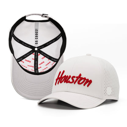 Houston Script - Classic White Cougar Red
